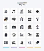 kreativ Karta stift 25 linje fylld ikon packa sådan som tärningar. gradering. paris. utbildning. väg vektor