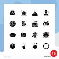 packa av 16 modern fast glyfer tecken och symboler för webb skriva ut media sådan som dörr arbetstagare hus säkerhet arbetstagare teknologi redigerbar vektor design element