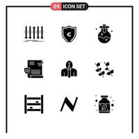 solide Glyphe Pack von 9 Universal- Symbole von Künstler Schild Schutz Datei medizinisch editierbar Vektor Design Elemente