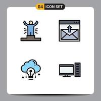 Benutzer Schnittstelle Pack von 4 Basic gefüllte Linie eben Farben von Leistung Mail Person Kontakt Idee editierbar Vektor Design Elemente