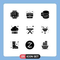 Lager Vektor Symbol Pack von 9 Linie Zeichen und Symbole zum Tabelle Technologie Tasche Lager Wolke editierbar Vektor Design Elemente