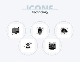 teknologi glyf ikon packa 5 ikon design. utsläpp. smart Kolla på. säkerhet. smart. hjärta vektor