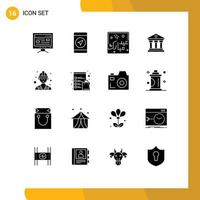 Pack von 16 kreativ solide Glyphen von Arbeit Irland Mubarak Geld Bank editierbar Vektor Design Elemente