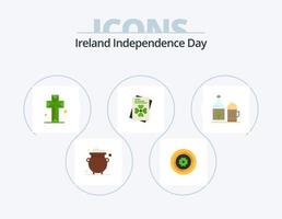 irland oberoende dag platt ikon packa 5 ikon design. flaska. irland. solros. värld. socken vektor