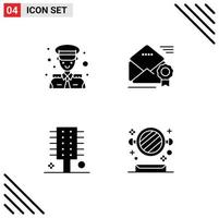 stock vektor ikon packa av 4 linje tecken och symboler för kapten skönhet transport medalj kosmetika redigerbar vektor design element