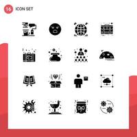 Lager Vektor Symbol Pack von 16 Linie Zeichen und Symbole zum Aktentasche Zahlung Welt Koffer Geschäft editierbar Vektor Design Elemente