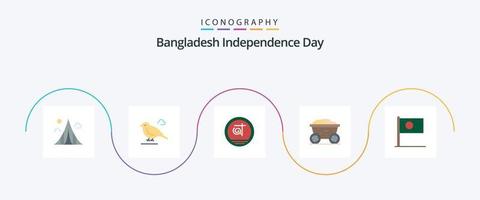 Bangladesch Unabhängigkeit Tag eben 5 Symbol Pack einschließlich asiatisch. Lebensmittel. Spatz. Wagen. Geschäft vektor