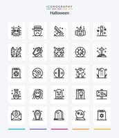 kreativ Halloween 25 Gliederung Symbol Pack eine solche wie Halloween. alle. Frankenstein. Mord. Grusel vektor