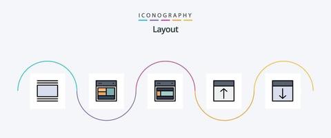 Layout Linie gefüllt eben 5 Symbol Pack einschließlich . Netz. Buchseite. Schnittstelle vektor