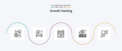 dataintrång linje 5 ikon packa Inklusive skript. tangentbord. säkerhet. kodning. hacker vektor