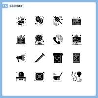 16 användare gränssnitt fast glyf packa av modern tecken och symboler av ekonomi ljud höst piano burk redigerbar vektor design element