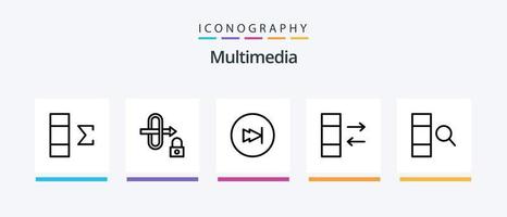 multimedia linje 5 ikon packa Inklusive . data. bakåt. förändra. data. kreativ ikoner design vektor