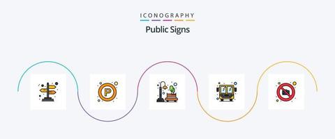 Öffentlichkeit Zeichen Linie gefüllt eben 5 Symbol Pack einschließlich Bild. Mond. Öffentlichkeit Transport. Bus vektor