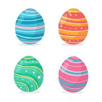 Eier in verschiedenen bunten Mustern bemalt, um die Karten zu dekorieren, die den Kindern zu Ostern gegeben wurden. vektor