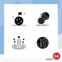 Gruppe von 4 solide Glyphen Zeichen und Symbole zum Flagge Welligkeit CD Software Wasser editierbar Vektor Design Elemente