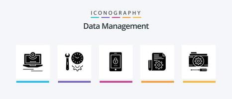 Daten Verwaltung Glyphe 5 Symbol Pack einschließlich . Handy, Mobiltelefon . Optionen . sperren .. kreativ Symbole Design vektor