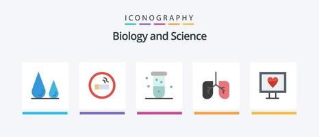 Biologie eben 5 Symbol Pack einschließlich Impuls. Herz. Biochemie. Lunge. Labor. kreativ Symbole Design vektor