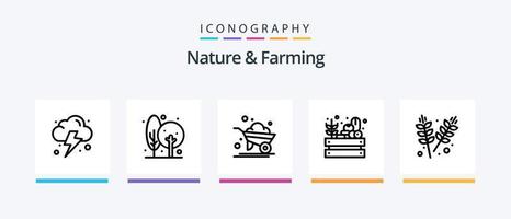 Natur und Landwirtschaft Linie 5 Symbol Pack einschließlich Landwirtschaft. Körner. Ernte. Garten. Landwirtschaft. kreativ Symbole Design vektor