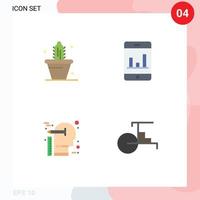 Gruppe von 4 eben Symbole Zeichen und Symbole zum Kaktus Denken Frühling Smartphone Verstand editierbar Vektor Design Elemente