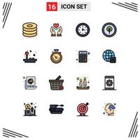 uppsättning av 16 modern ui ikoner symboler tecken för spel joystick kärlek vetenskap bio redigerbar kreativ vektor design element