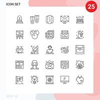 Lager Vektor Symbol Pack von 25 Linie Zeichen und Symbole zum Atom Erdbeere Hotdog Kuchen Brief editierbar Vektor Design Elemente