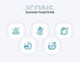 Sommer- Essen trinken Blau Symbol Pack 5 Symbol Design. Sommer. Pack. Pizza. Wasser. trinken vektor