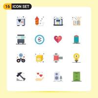 uppsättning av 16 modern ui ikoner symboler tecken för skola buss fil kurs inlärning redigerbar packa av kreativ vektor design element