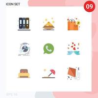 uppsättning av 9 kommersiell platt färger packa för app punkt väska prestanda data redigerbar vektor design element