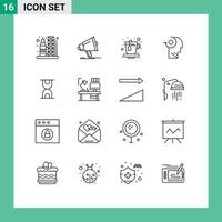 16 kreativ Symbole modern Zeichen und Symbole von Stunde Kopf Megaphon Ihre klar editierbar Vektor Design Elemente