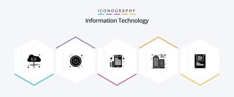 Information Technologie 25 Glyphe Symbol Pack einschließlich . Entschlüsselung. Brief. Daten. Analyse vektor