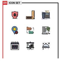9 kreativ ikoner modern tecken och symboler av dokumentera inställningar fax Karta kommunikation redigerbar vektor design element