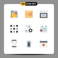 redigerbar vektor linje packa av 9 enkel platt färger av schema fil skrivbord utveckling miniatyrer redigerbar vektor design element