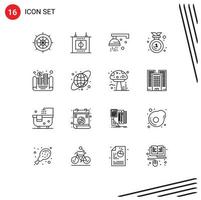 16 kreativ ikoner modern tecken och symboler av mynt medalj badrum emblem tilldela redigerbar vektor design element