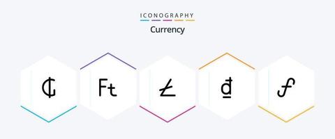 valuta 25 linje ikon packa Inklusive vietnam . dong . ungerska . blockchain vektor