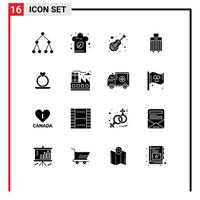 Lager Vektor Symbol Pack von 16 Linie Zeichen und Symbole zum Herz Kaufen Instrument Handtasche Tasche editierbar Vektor Design Elemente