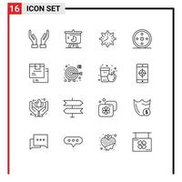 16 Universal- Gliederung Zeichen Symbole von Sport Fokus Uhr Arbeit zeitliche Koordinierung editierbar Vektor Design Elemente