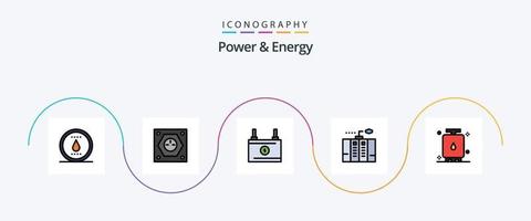 Leistung und Energie Linie gefüllt eben 5 Symbol Pack einschließlich Leistung. Energie. Steckdose. Notfall. Leistung vektor