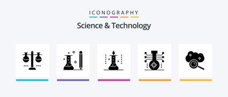 Wissenschaft und Technologie Glyphe 5 Symbol Pack einschließlich Molekül. Chemie. Lernen. Wissenschaft Labor. Wissenschaft. kreativ Symbole Design vektor