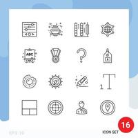 Lager Vektor Symbol Pack von 16 Linie Zeichen und Symbole zum Tafel Internet Getränke Globus Stock editierbar Vektor Design Elemente