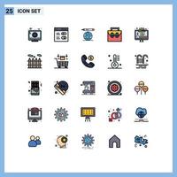 uppsättning av 25 modern ui ikoner symboler tecken för verktyg toolkit värld material låda redigerbar vektor design element