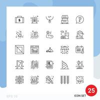 Lager Vektor Symbol Pack von 25 Linie Zeichen und Symbole zum Essen Kochen Stift Hochzeit Ehe editierbar Vektor Design Elemente