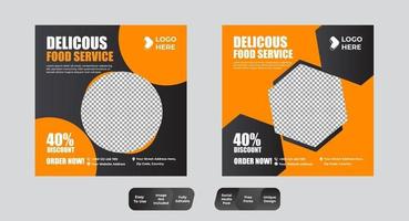 Essen und Restaurant Social Media Post Design Template Set vektor