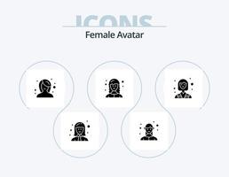 kvinna avatar glyf ikon packa 5 ikon design. kvinna. kvinna webb utvecklaren. företag. kvinna. kvinna vektor