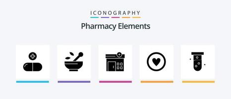 apotek element glyf 5 ikon packa Inklusive styrelse . medicinsk . medicin . sjukhus. kreativ ikoner design vektor
