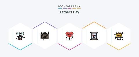 fäder dag 25 fylld linje ikon packa Inklusive dag. kärlek. resa. inbjudan. fäder dag vektor