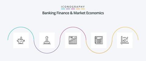 Bankwesen Finanzen und Markt Wirtschaft Linie 5 Symbol Pack einschließlich Buchhaltung. Präsentation. legal. Analytik. Diagramm vektor