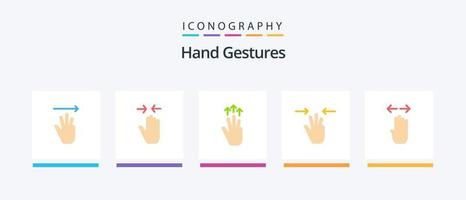 hand gester platt 5 ikon packa Inklusive tre fingrar. hand. zoom i. gester. tre finger. kreativ ikoner design vektor
