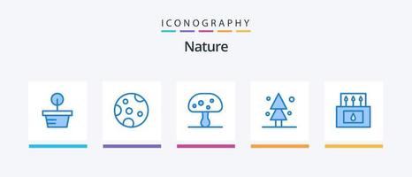 natur blå 5 ikon packa Inklusive natur. läger. förgifta. äventyr. gran. kreativ ikoner design vektor