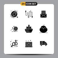 uppsättning av 9 modern ui ikoner symboler tecken för mål mål kommunikation meddelande brev redigerbar vektor design element