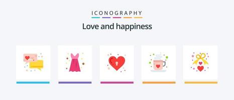 kärlek platt 5 ikon packa Inklusive romantik. kärlek. kärlek. hjärta. kärlek. kreativ ikoner design vektor